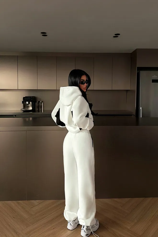 EYYO ATELIER White Tracksuit With Color Block Design Wholesale Clothing Spring