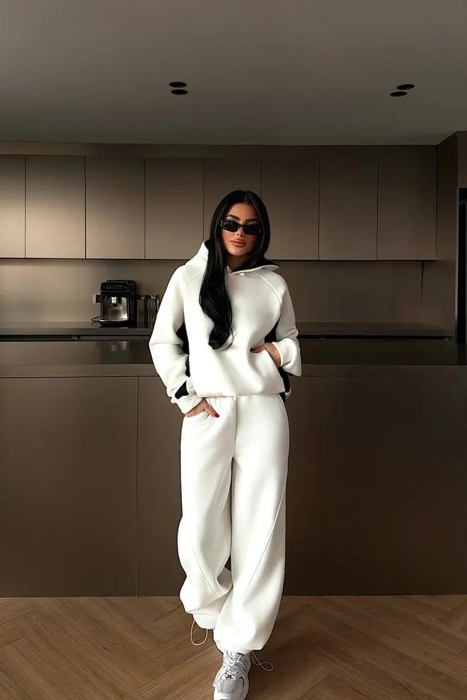 EYYO ATELIER White Tracksuit With Color Block Design Wholesale Clothing 1