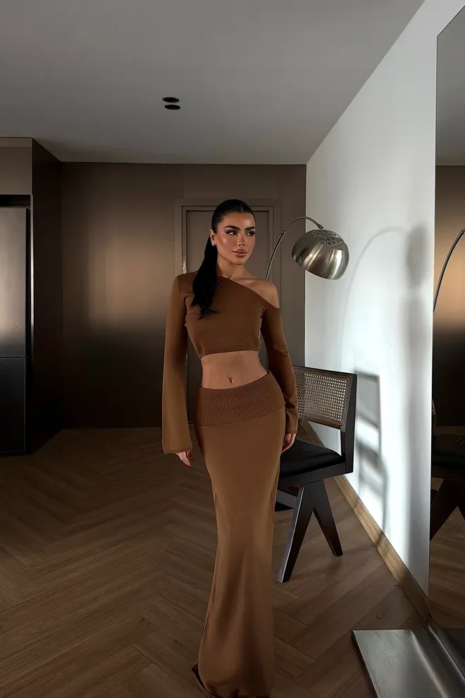 EYYO ATELIER Fato Castanho Slim Fit Sensual Elegante Formal Roupas por atacado Sensual