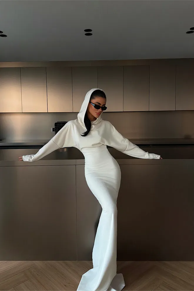 EYYO ATELIER Beyaz Seksi Zarif Resmi Bodycon Elbise Toptan Giyim Seksi