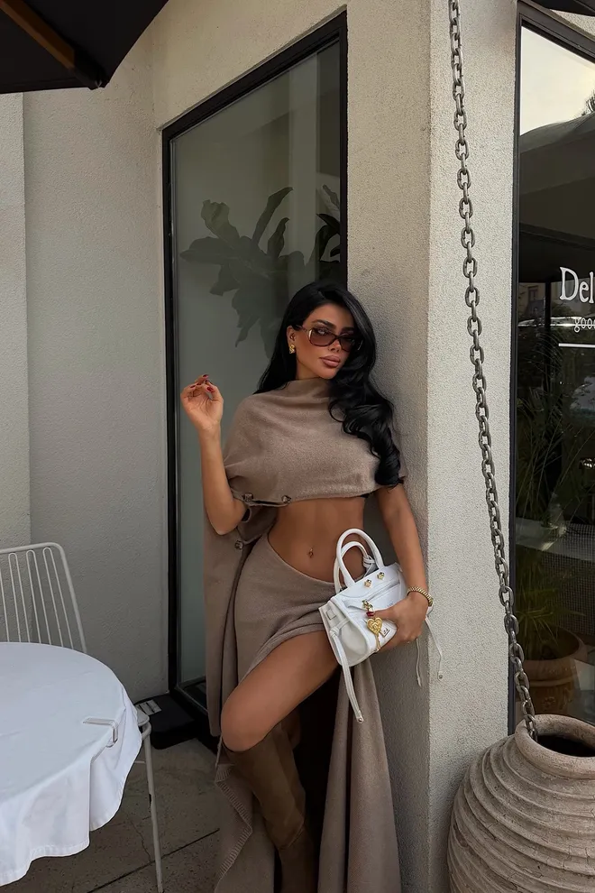 EYYO ATELIER Fato Bege Slim Fit Sensual Elegante Formal Glamoroso Roupas por atacado Sensual