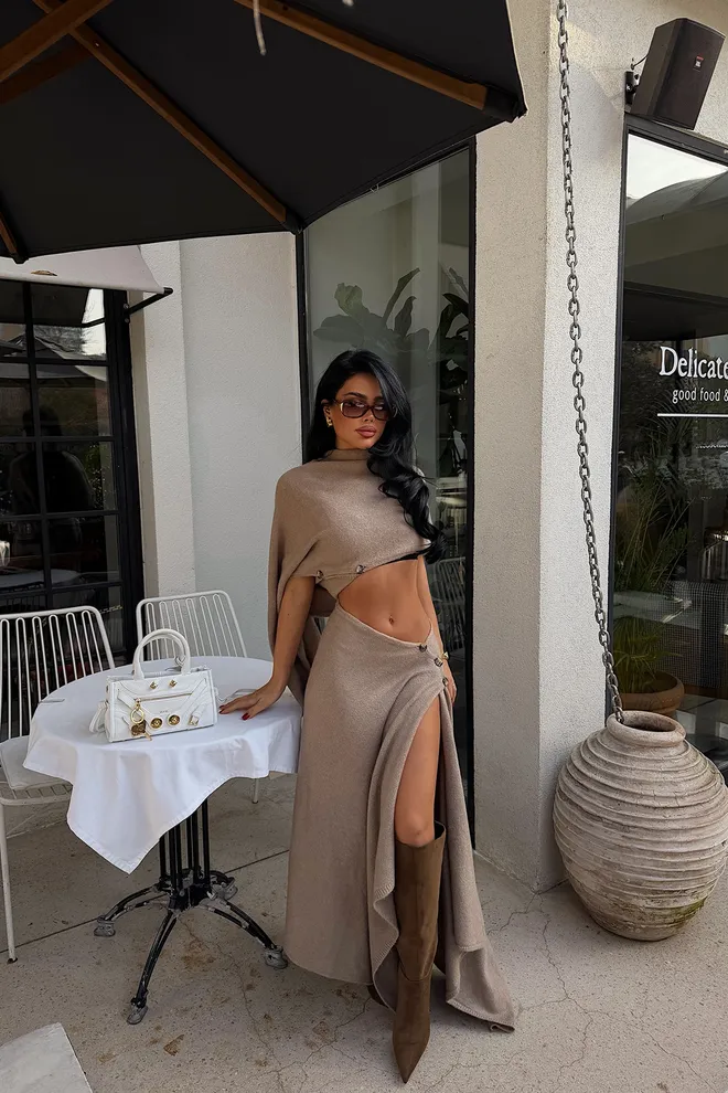 EYYO ATELIER Costum Bej Slim Fit Sexy Elegant Formal Glam Îmbrăcăminte cu ridicata Formal