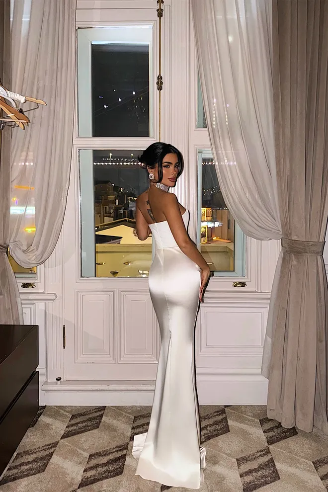 EYYO ATELIER Elegant White Strapless Sheath Dress Wholesale Clothing Spring