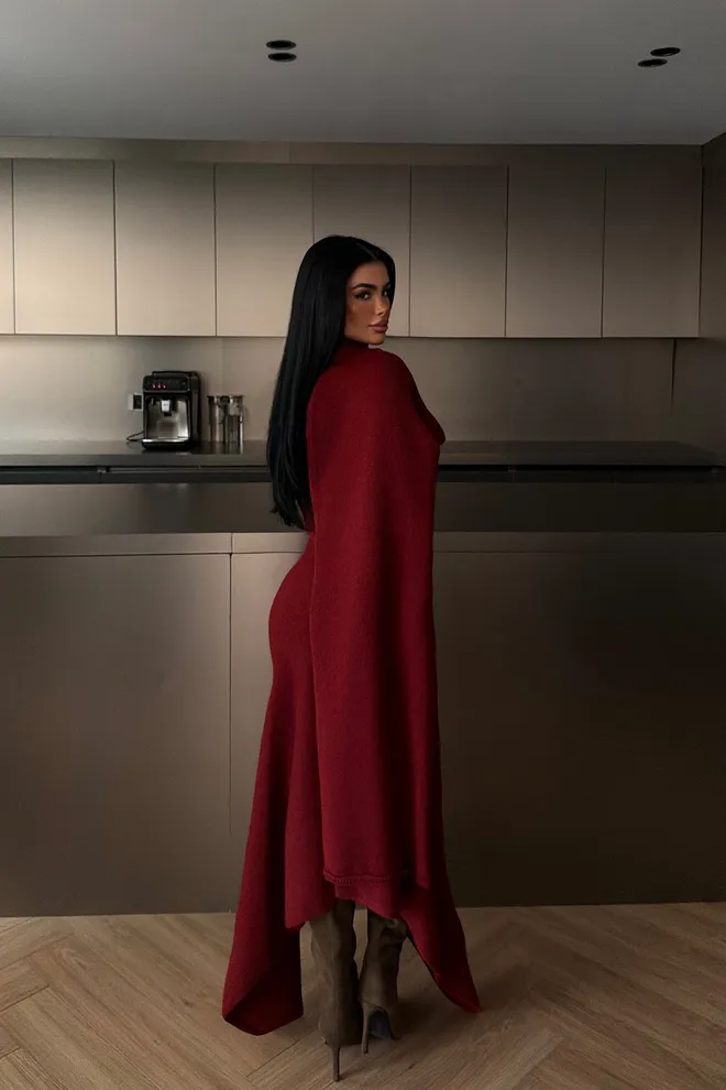 EYYO ATELIER Costum Glam Elegant Croială Cambrată Roșu Bordo Îmbrăcăminte cu ridicata Toamnă