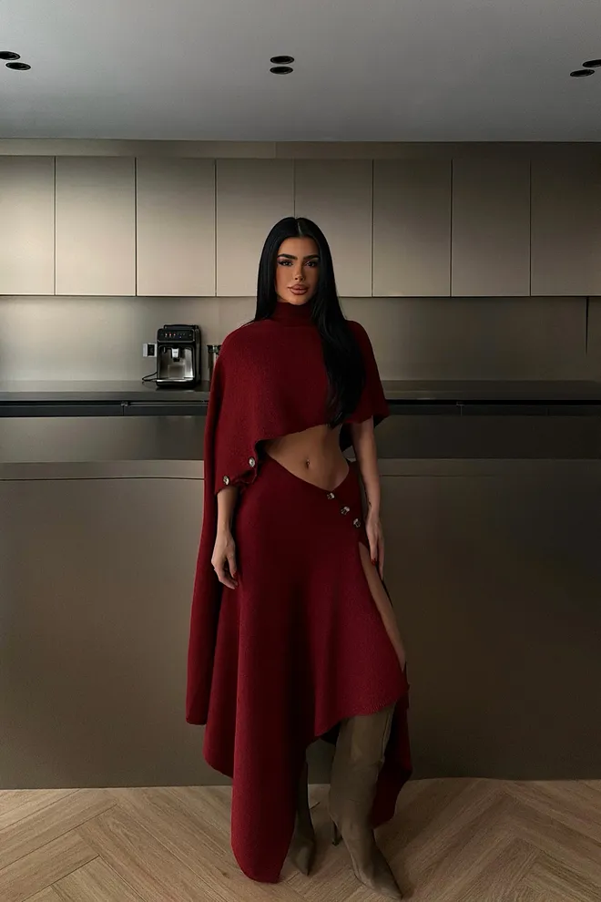 EYYO ATELIER Bordová Priliehavý Elegantný Glam Oblek Veľkoobchod s oblečením Sexy