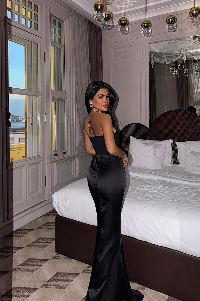 EYYO ATELIER Black Strapless Floor Length Bodycon Dress Wholesale Clothing Spring