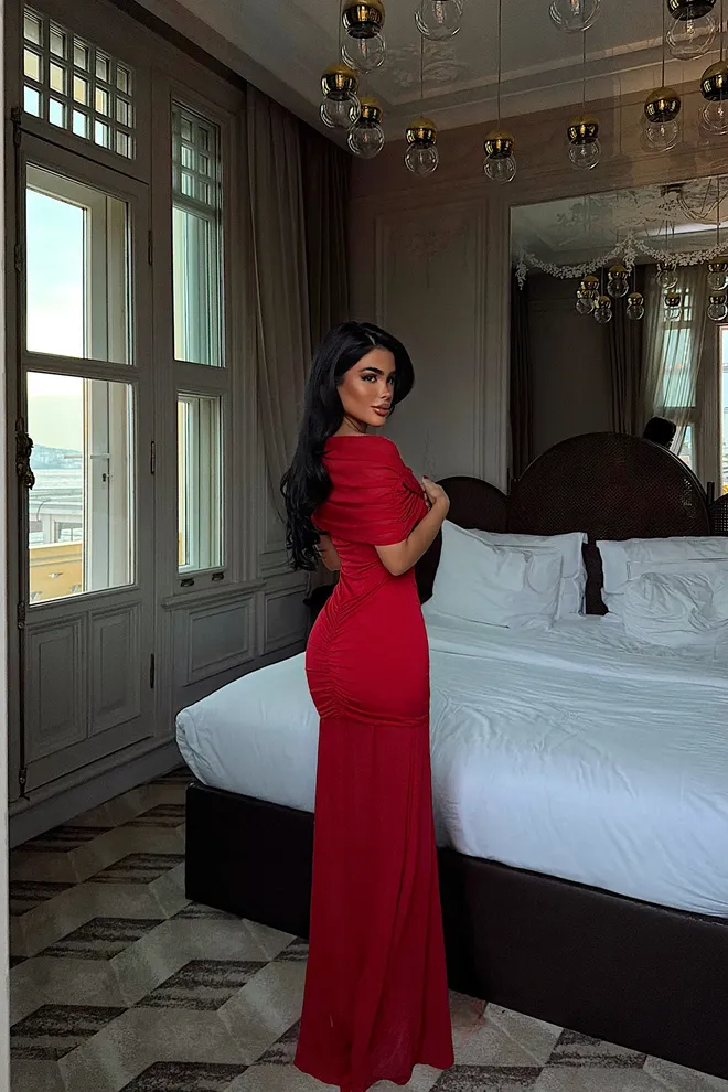 EYYO ATELIER Red Sexy Elegant Formal Glam Sheath Dress Wholesale Clothing Spring