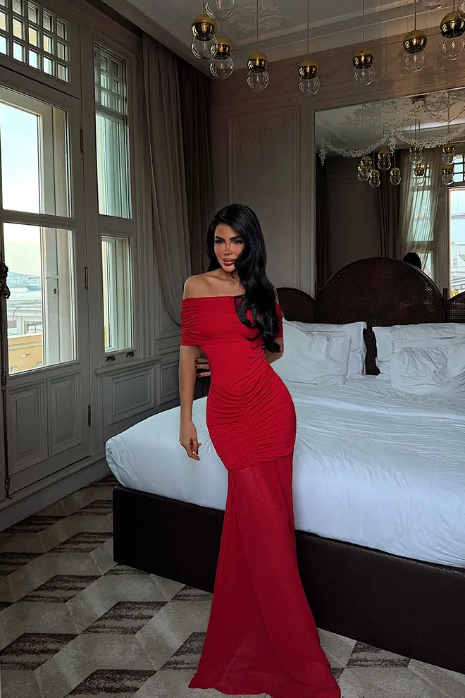 EYYO ATELIER Red Sexy Elegant Formal Glam Sheath Dress Wholesale Clothing Christmas