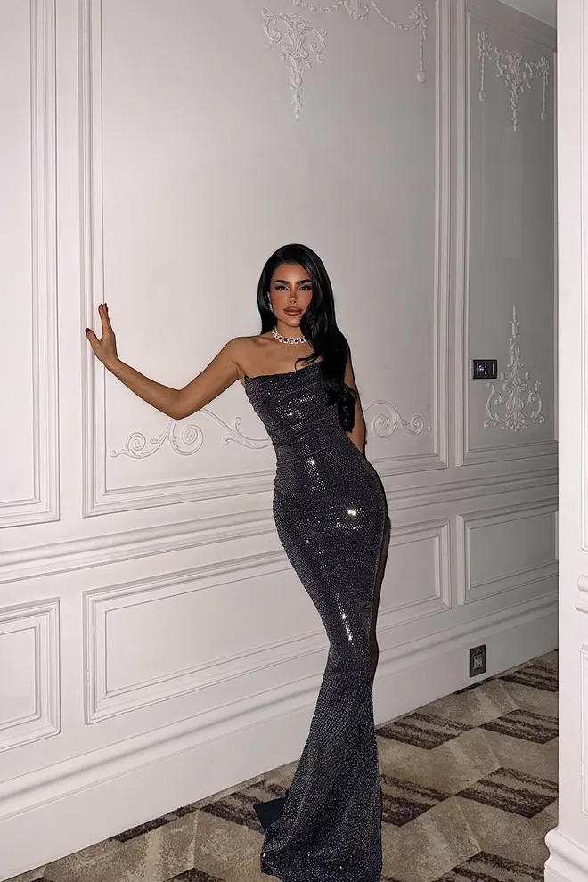 EYYO ATELIER Black Sequined Sexy Formal Bodycon Dress Wholesale Clothing Sexy