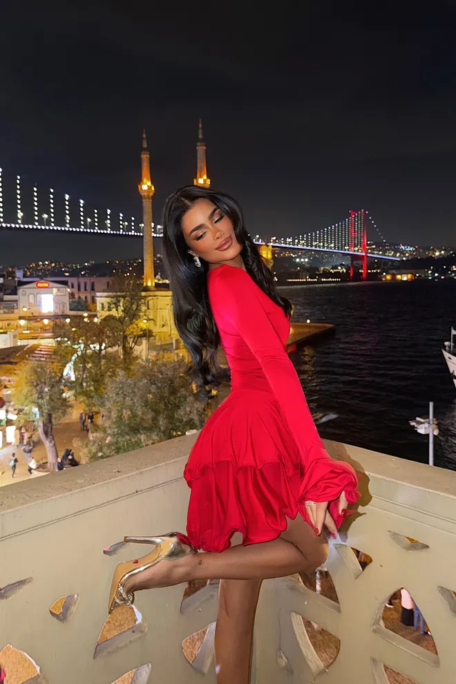 EYYO ATELIER Red Sexy Elegant Glam Fit And Flare Dress Wholesale Clothing Spring