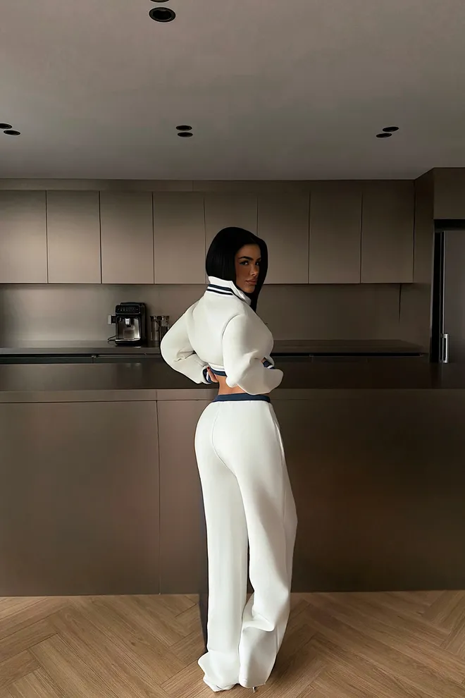 EYYO ATELIER White Casual Sport Set With Jogger Pants Wholesale Clothing Spring