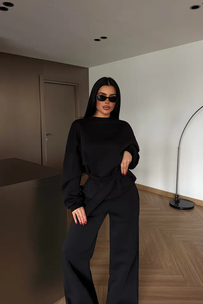 EYYO ATELIER Set Nero Elegante Casual Streetwear Abbigliamento all'ingrosso 1