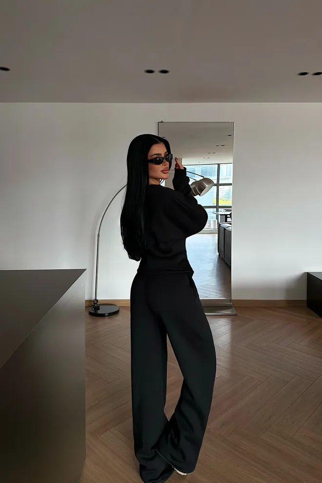 EYYO ATELIER Set Nero Elegante Casual Streetwear Abbigliamento all'ingrosso Primavera