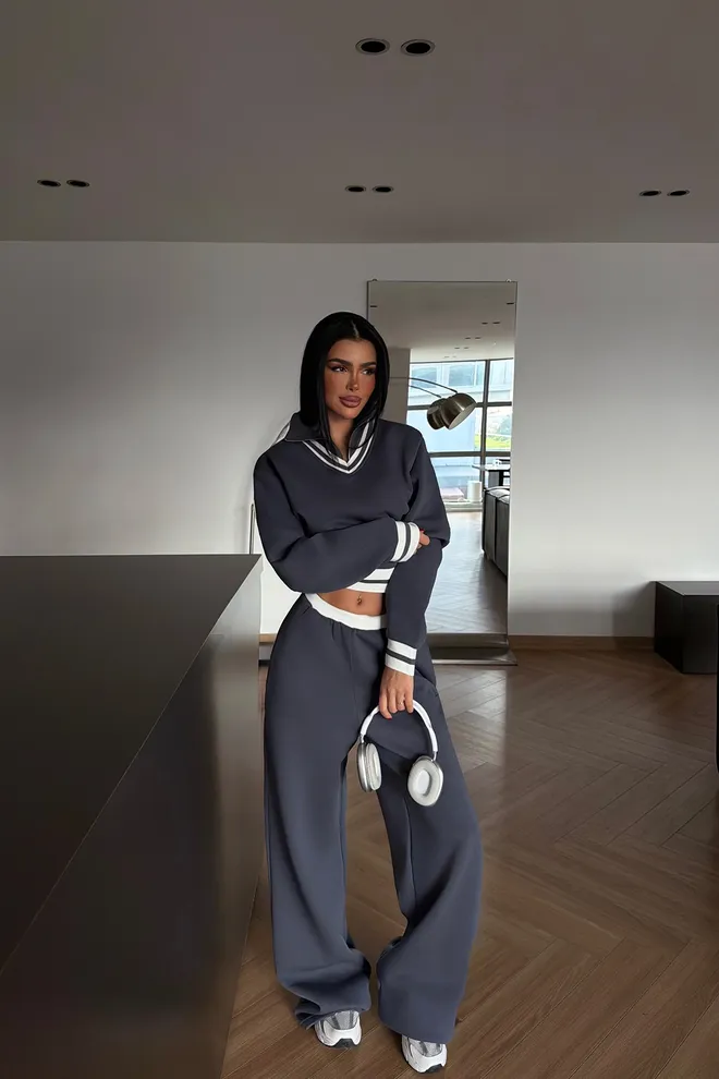 EYYO ATELIER Navy Blue Set Oversized Sport Streetwear Wholesale Clothing Lounge