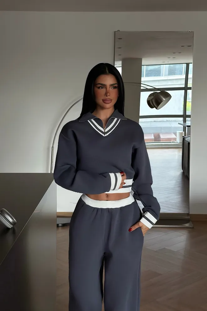 EYYO ATELIER Navy Blue Set Oversized Sport Streetwear Wholesale Clothing 1