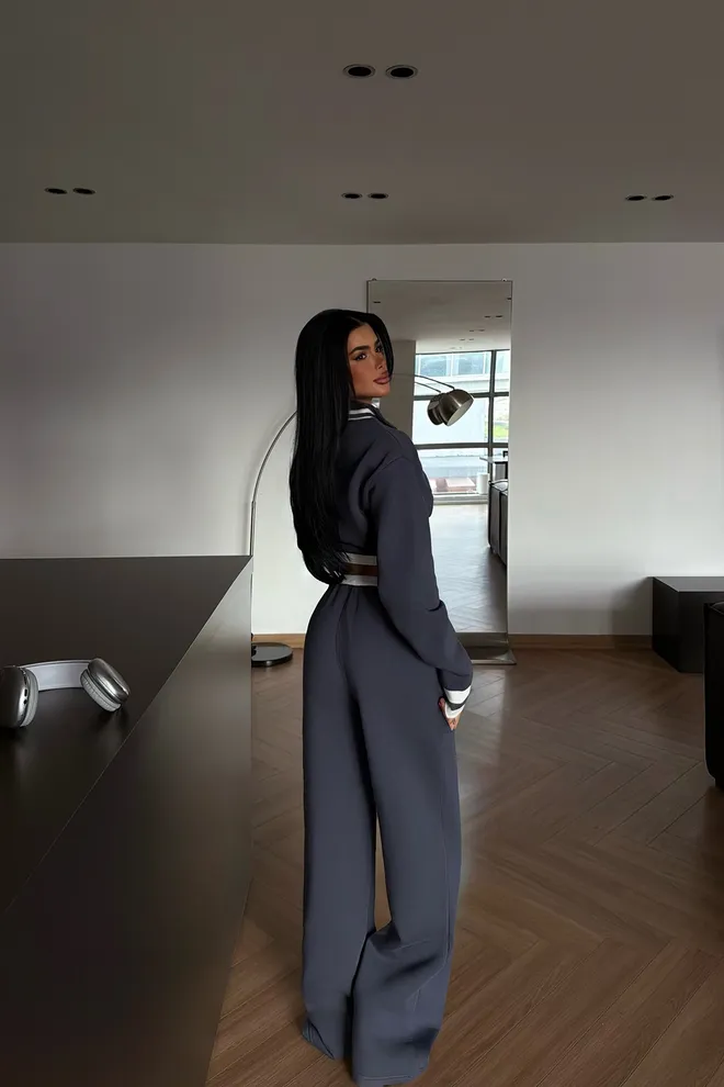 EYYO ATELIER Navy Blue Set Oversized Sport Streetwear Wholesale Clothing Spring