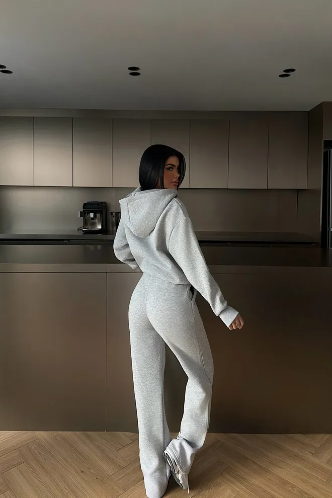 EYYO ATELIER Sivá Tepláková Súprava S Kapucňou A Zipsom Veľkoobchod s oblečením Jeseň