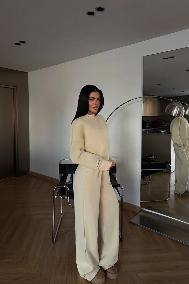 EYYO ATELIER Beige Casual Sport Modest Set Wholesale Clothing Modest