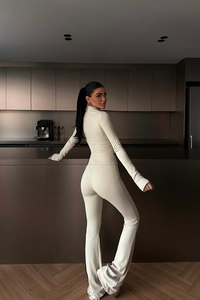 EYYO ATELIER Beige Décontracté Sport Sexy Ensemble Vêtements en gros Printemps