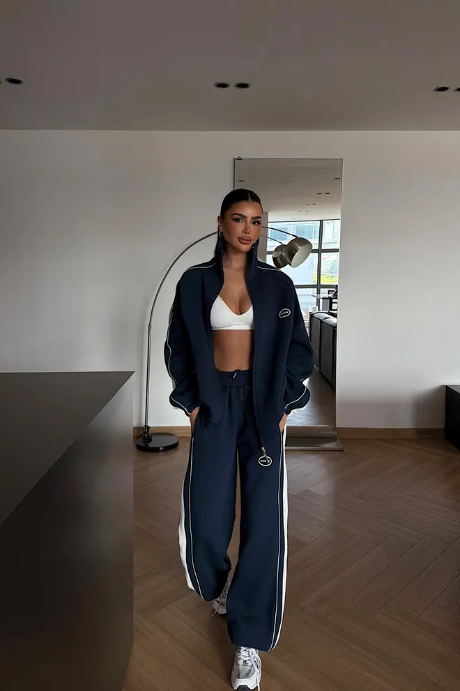 EYYO ATELIER Ensemble Décontracté Sport Streetwear Bleu Marine Vêtements en gros Décontracté