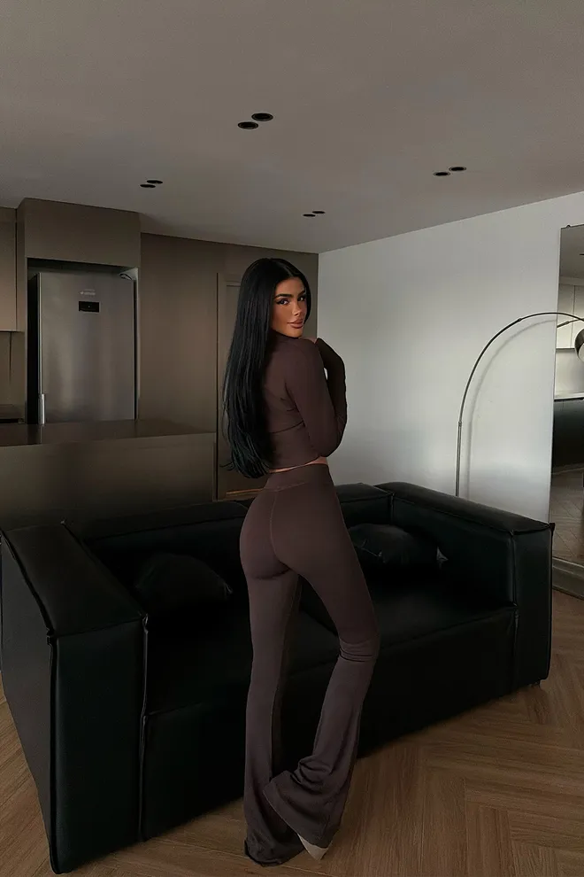 EYYO ATELIER Brown Slim Fit Casual Set Wholesale Clothing Spring