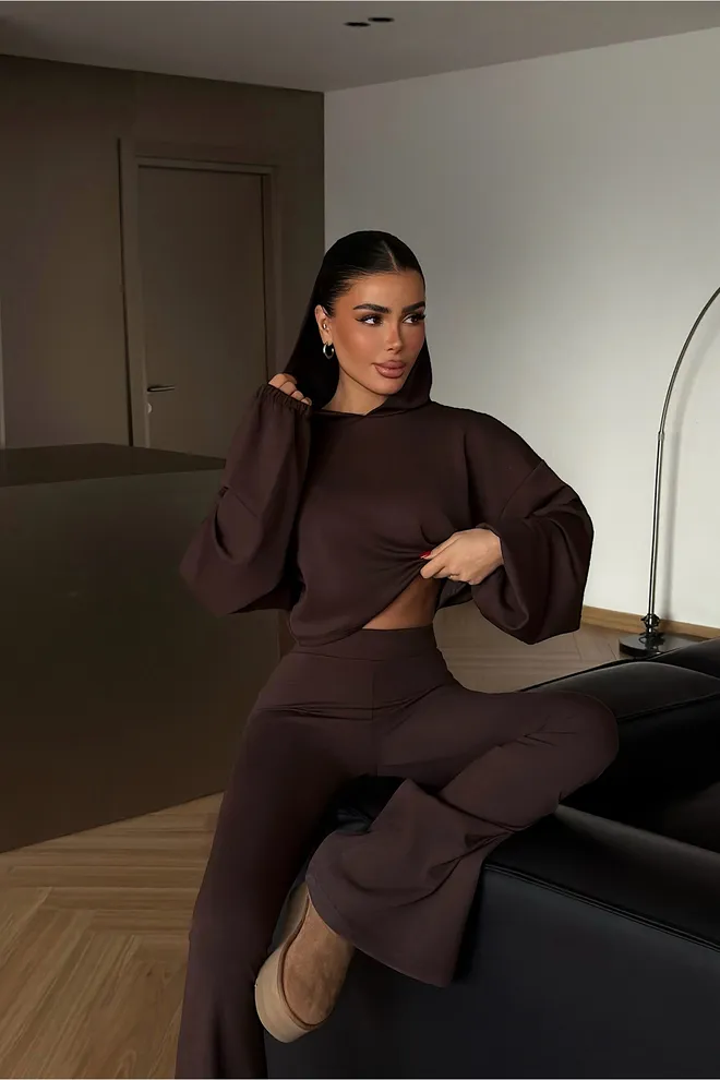 EYYO ATELIER Rudas Kasdienis Slim Fit Rinkinys Su Plėsta Sijonu Ir Bootcut Kelnėmis Didmeninė prekyba drabužiais Kokteilinė