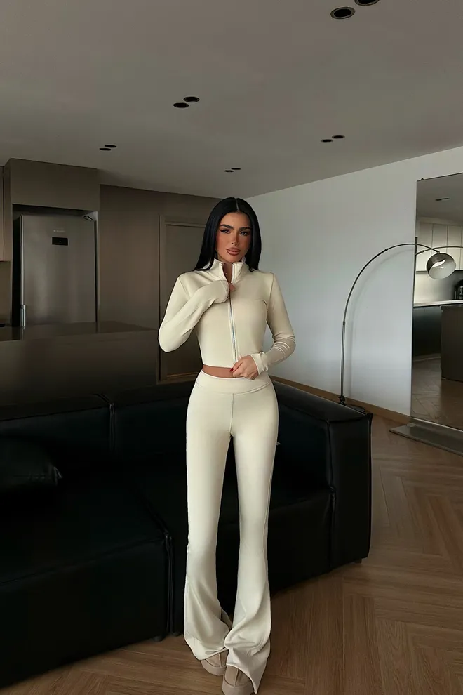 EYYO ATELIER Beige Casual Sport Set Wholesale Clothing 1