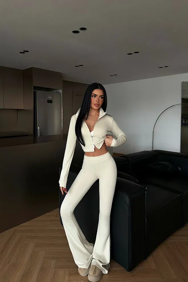 EYYO ATELIER Beige Casual Sport Set Wholesale Clothing Lounge