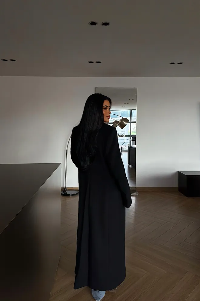 EYYO ATELIER Čierny Elegantný Jednorzadový Kabát S Vrúbkovaným Golierom Veľkoobchod s oblečením Jar