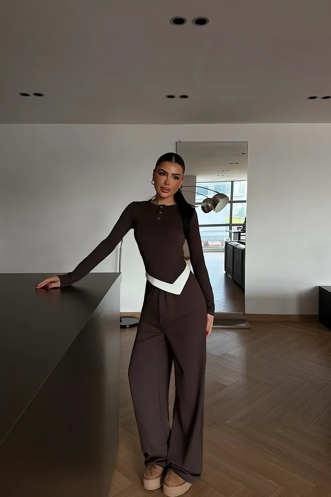 EYYO ATELIER Σετ Καφέ Κομψό Καθημερινό Χονδρικό εμπόριο ενδυμάτων Casual