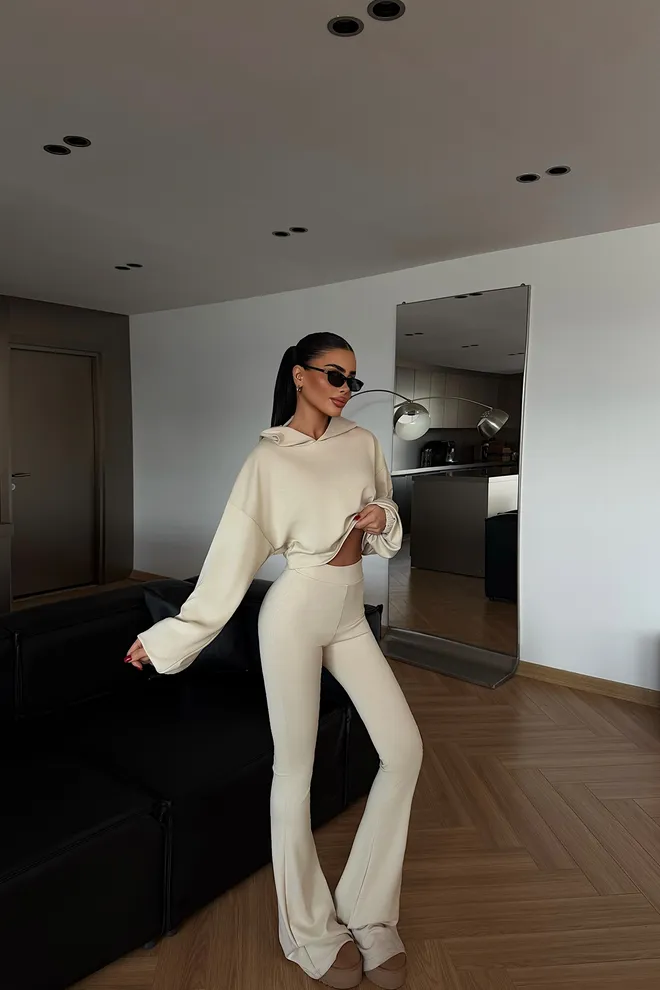 EYYO ATELIER Μπεζ Casual Αθλητικό Streetwear Σετ Χονδρικό εμπόριο ενδυμάτων Casual