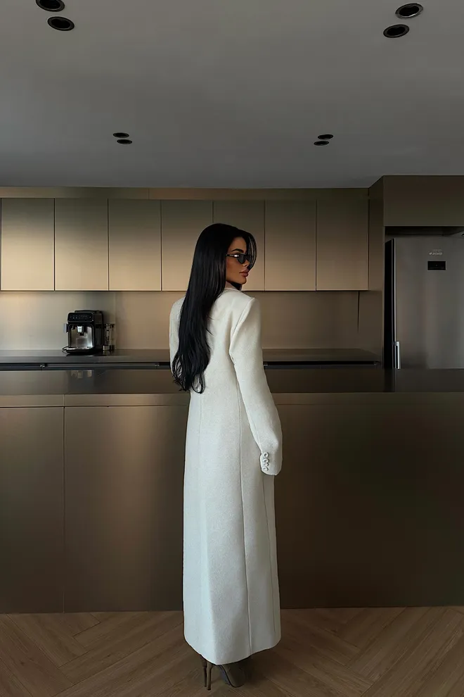 EYYO ATELIER Cappotto Beige Elegante Monopetto Slim Fit Abbigliamento all'ingrosso Primavera