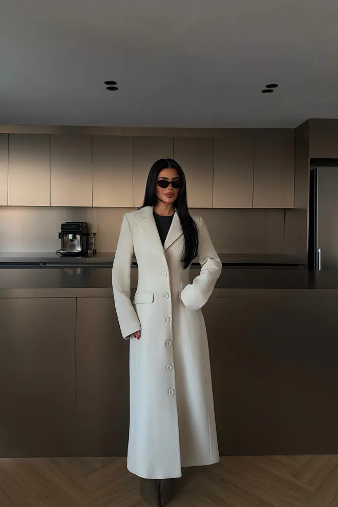 EYYO ATELIER Cappotto Beige Elegante Monopetto Slim Fit Abbigliamento all'ingrosso Lavoro