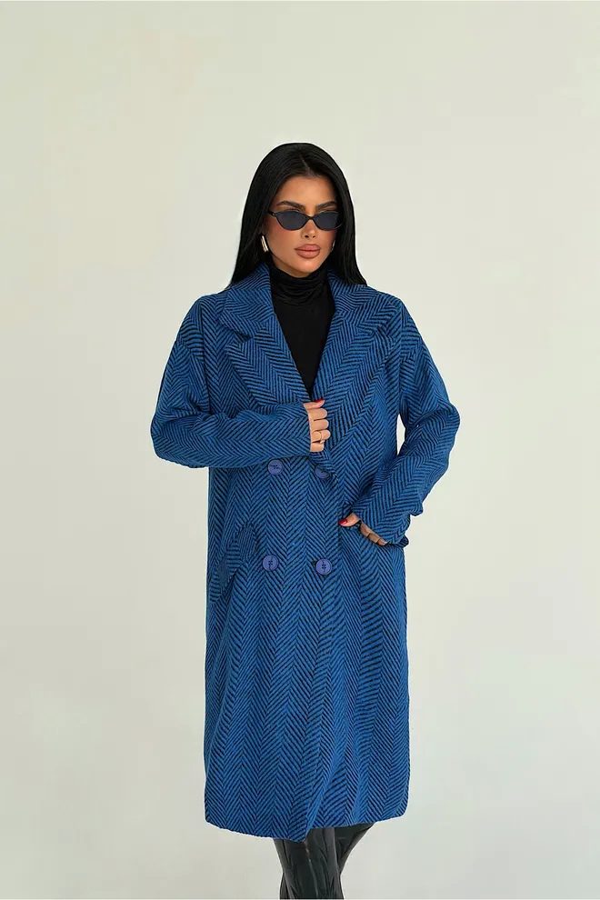 EYYO ATELIER Синьо Палто С Джобни Детайли Дрехи на едро 0