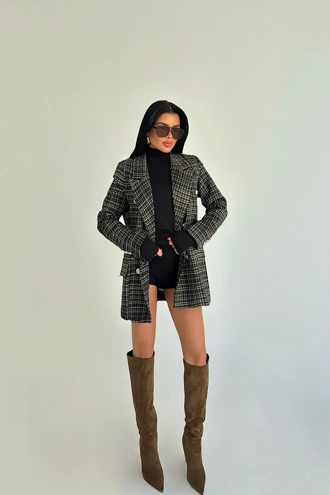 EYYO ATELIER Black Formal Double Breasted Blazer Jacket Wholesale Clothing 1