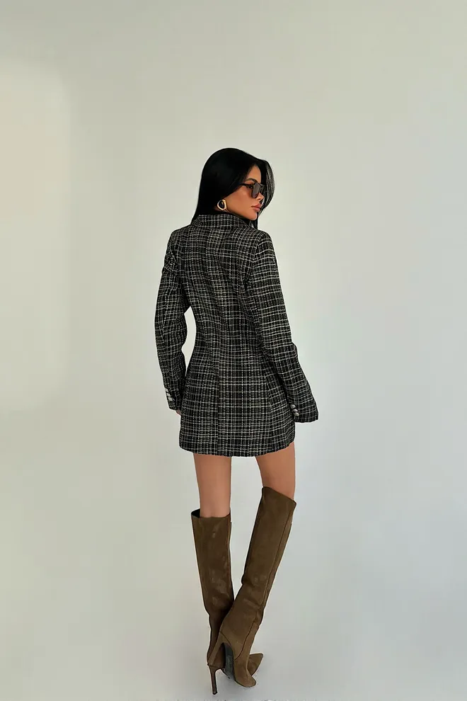 EYYO ATELIER Black Formal Double Breasted Blazer Jacket Wholesale Clothing Work