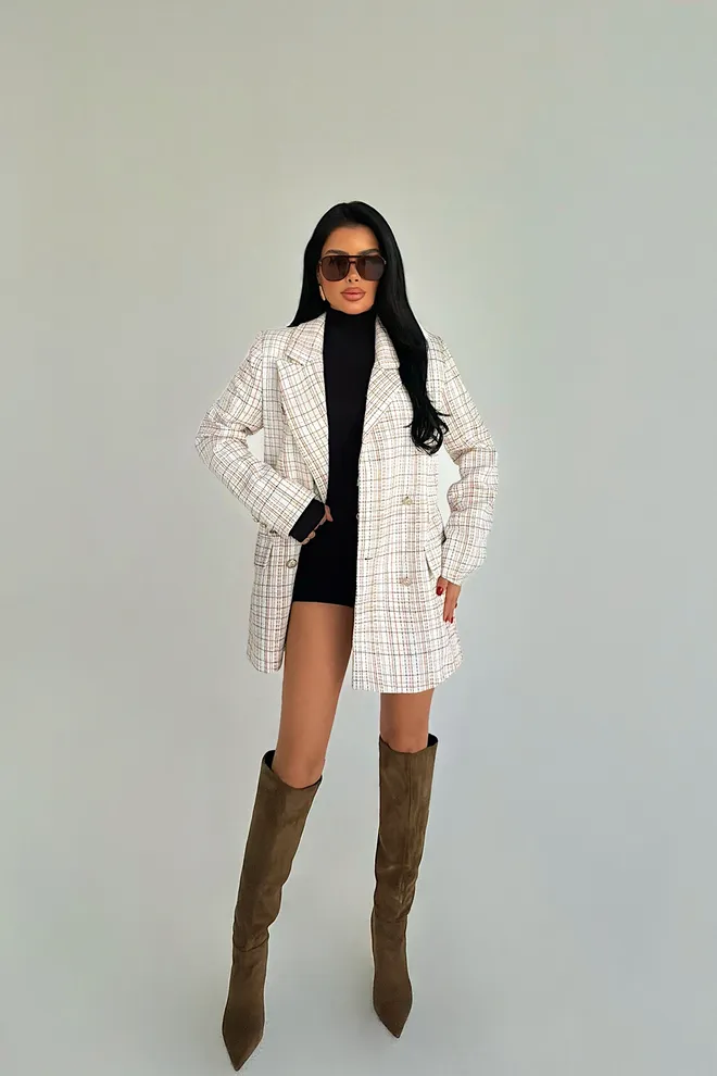 EYYO ATELIER White Double Breasted Blazer Jacket Wholesale Clothing 1