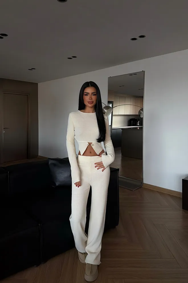 EYYO ATELIER Елегантен Комплект Бежово Небрежен Дрехи на едро Скромна мода