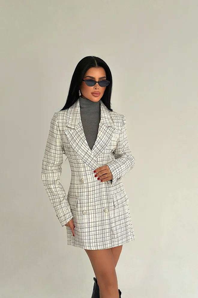 EYYO ATELIER White Double Breasted Blazer Jacket Wholesale Clothing 1