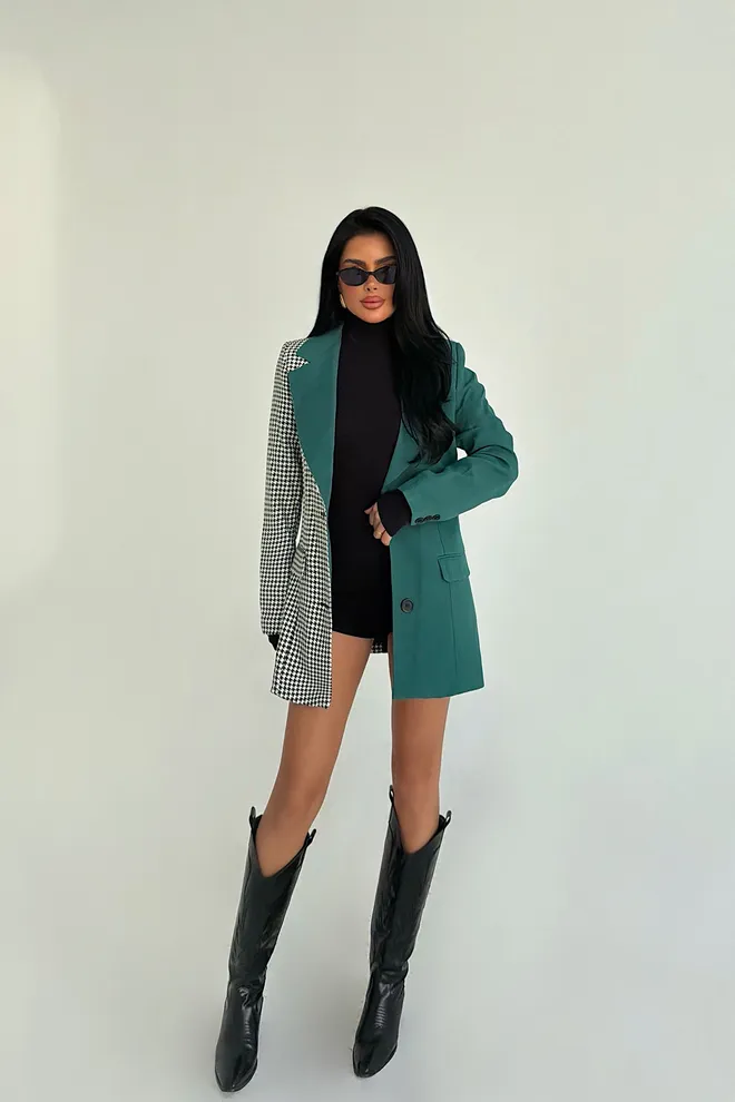 EYYO ATELIER Green Formal Vintage Single Breasted Jacket Wholesale Clothing 1