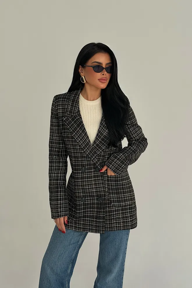 EYYO ATELIER Siyah Çift Düğmeli Blazer Ceket Toptan Giyim Gündelik