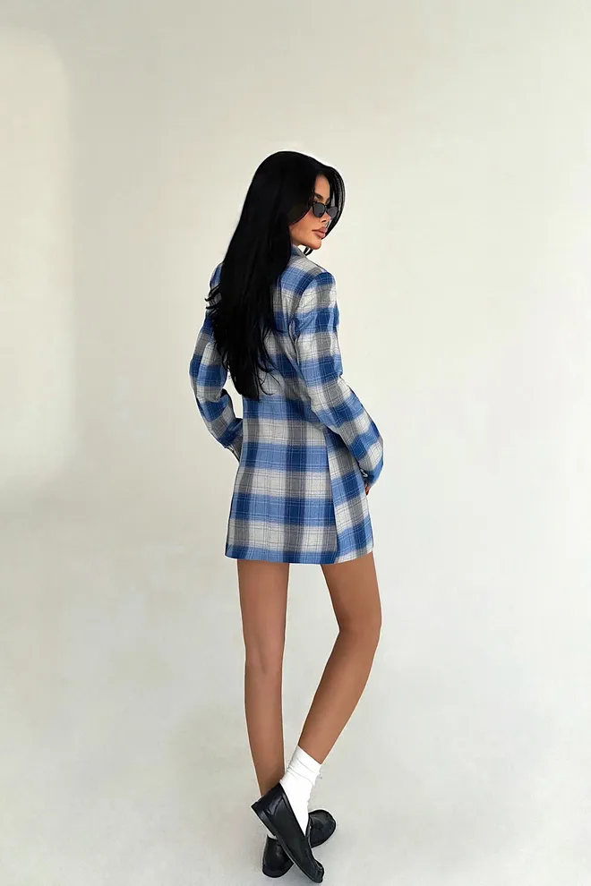 EYYO ATELIER Bleu Blazer À Double Boutonnière Blouson Vêtements en gros Travail