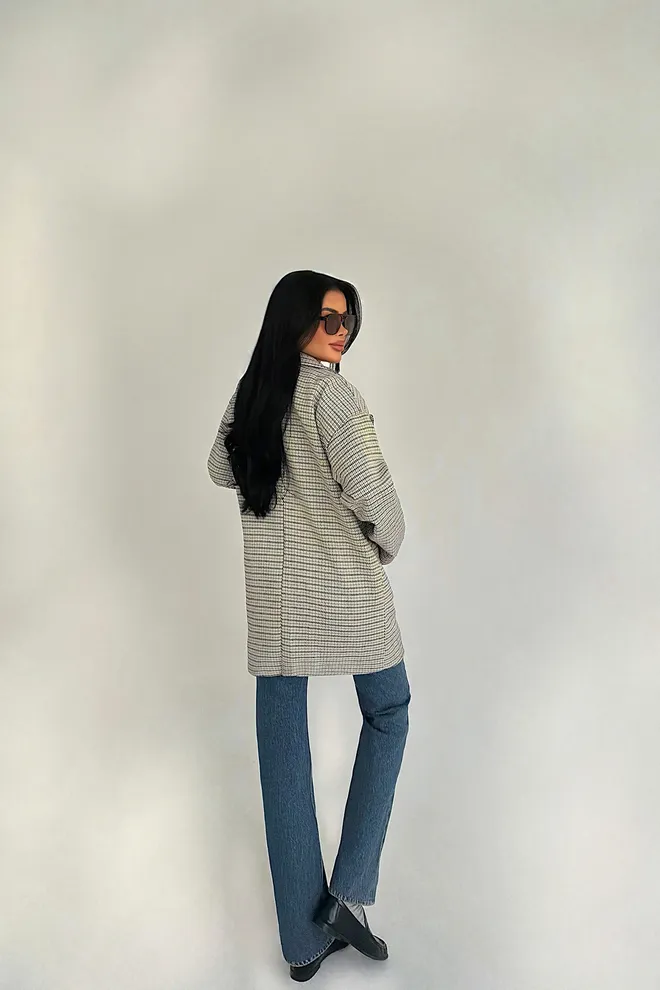 EYYO ATELIER Grey Double Breasted Blazer Jacket Wholesale Clothing Lounge