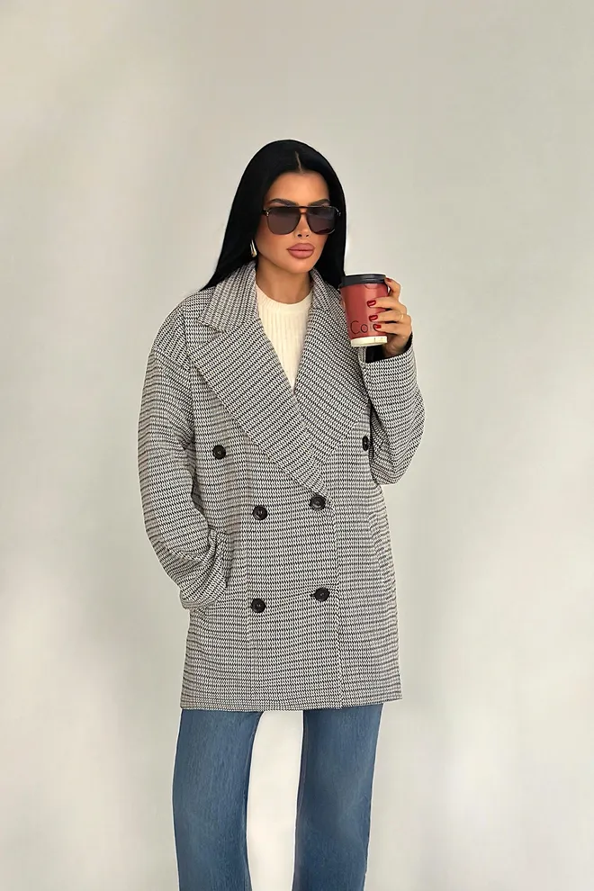 EYYO ATELIER Grey Double Breasted Blazer Jacket Wholesale Clothing 1