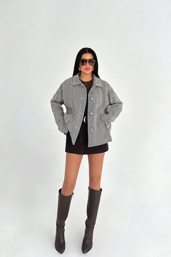 EYYO ATELIER Black Single Breasted Blazer Jacket Wholesale Clothing Casual