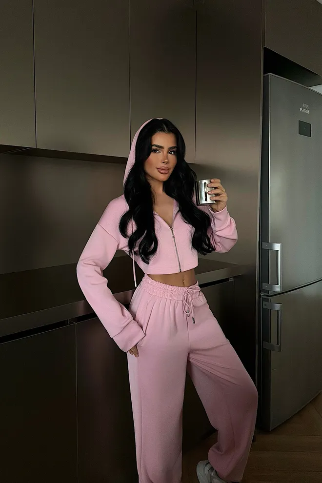 EYYO ATELIER Set Roz Casual Sport De Stradă Jogger Îmbrăcăminte cu ridicata Casual