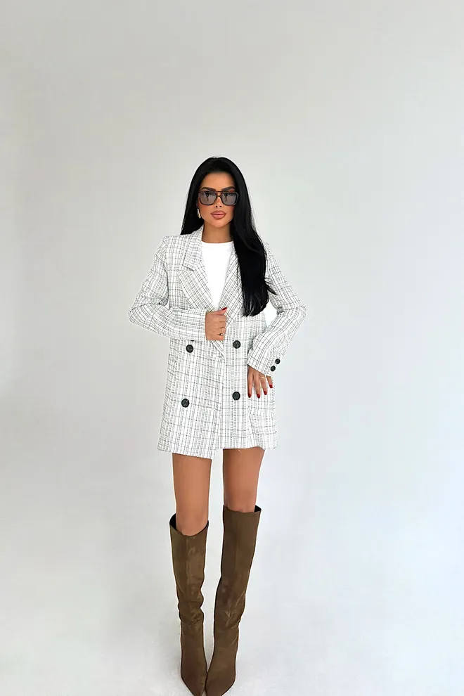 EYYO ATELIER Witte Blazer Met Twee Zakken Jas Groothandel Kleding Casual