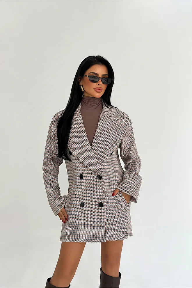 EYYO ATELIER Beige Double Breasted Blazer Jacket Wholesale Clothing 1