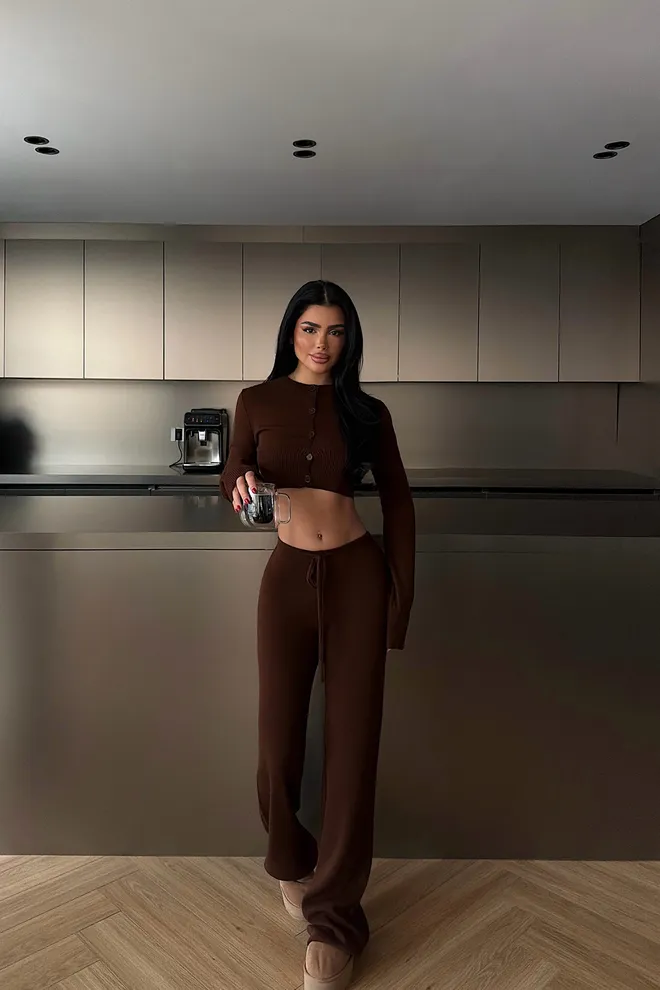 EYYO ATELIER Set Smeđa Ležerni Sport Skroman Veleprodaja odjeće Skroman