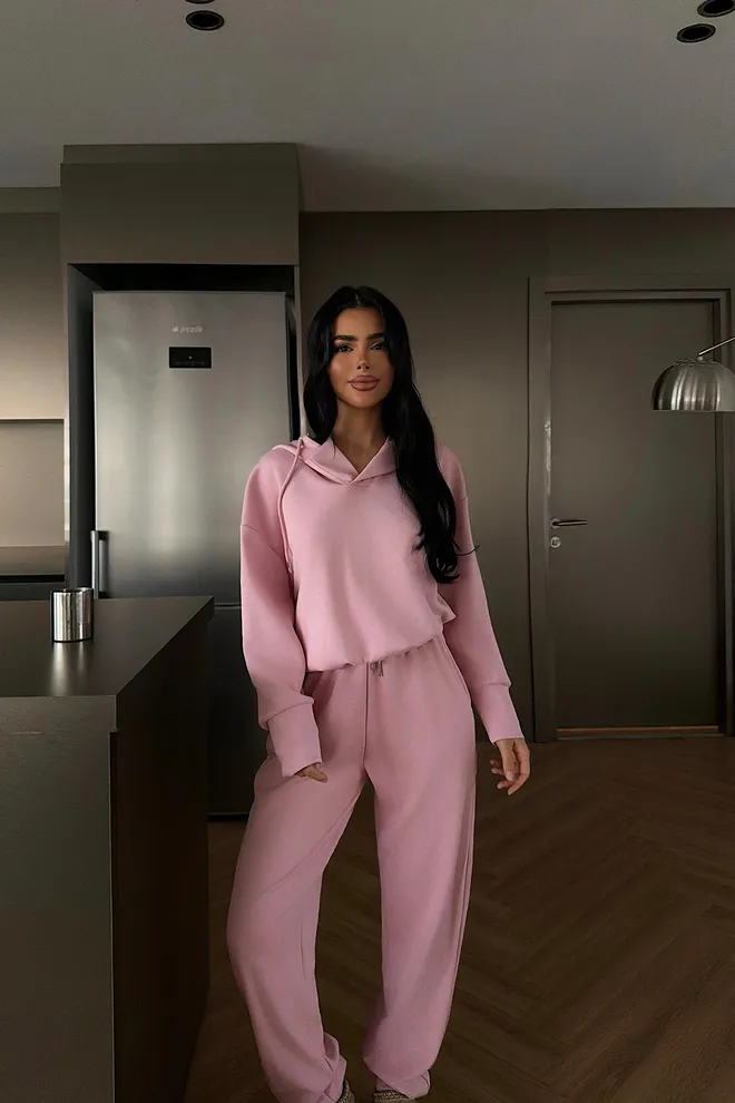 EYYO ATELIER Pink Tracksuit Casual Sport Streetwear Jogger Wholesale Clothing Lounge